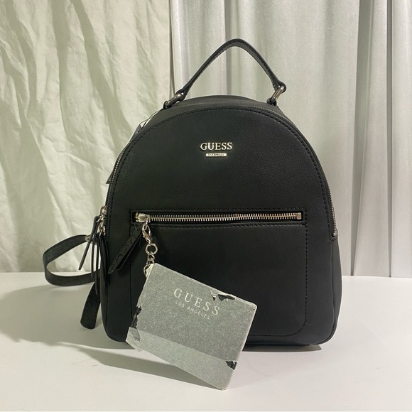 Guess Handbags - NWT Guess Turley SV755331 Women's Coal Black Faux Leather Logo Backpack W/Wallet